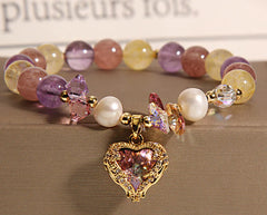 Rose Red Tigereye Crystal Bracelet for Women