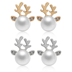 Christmas Pearl Antler Earrings and Studs