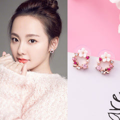 Floral Hoop Butterfly Earrings