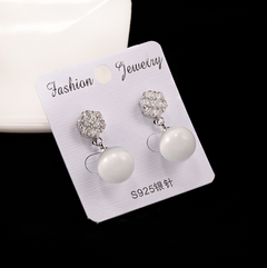 Round Pearl Long Earrings