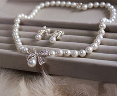 Pearl Pendant and Earring Necklace Set
