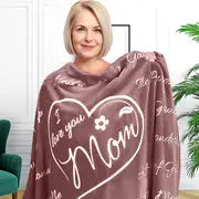 Cozy Flannel "I Love You Mom" Blanket (1pc)