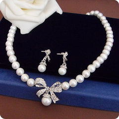 Pearl Pendant and Earring Necklace Set