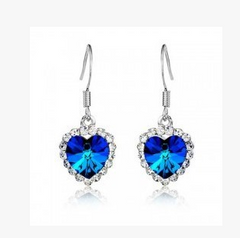 Ocean Heart Crystal Earrings, Crystal Earrings