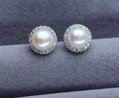 Freshwater Pearl Zircon Earrings with Flawless Shine