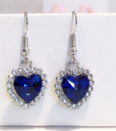 Ocean Heart Crystal Earrings, Crystal Earrings