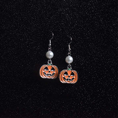 Creative Pumpkin Pearl Earrings for Halloween