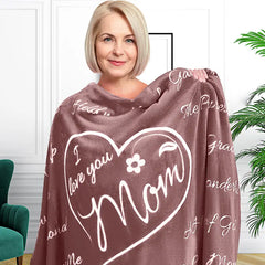 Cozy Flannel "I Love You Mom" Blanket (1pc)