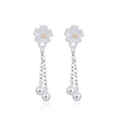 Cherry Blossom Long Tassel Earrings - Simple Literary Style