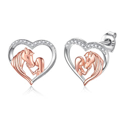 Lucky Horse in Heart Earrings