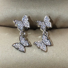 Korean Bow Earrings with Rose Gold and CZ Crystals