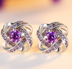 Flower Design Rhinestone Stud Earrings