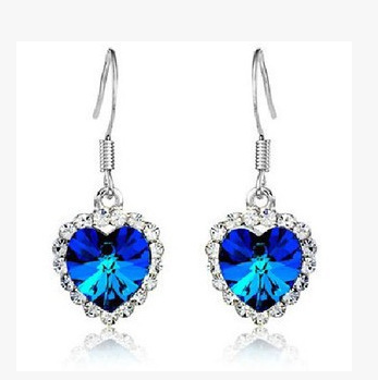 Ocean Heart Crystal Earrings, Crystal Earrings