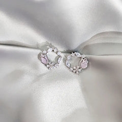 Rose Flower Studs and Zirconia Floral Earrings