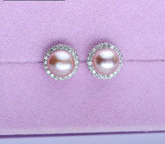 Freshwater Pearl Zircon Earrings with Flawless Shine