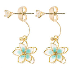 Double-Sided Cherry Blossom U-Shaped Ear Clips