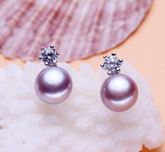 Six-Prong Pearl Stud Earrings