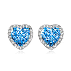 S925 Silver Heart Earrings with Moissanite and Diamonds