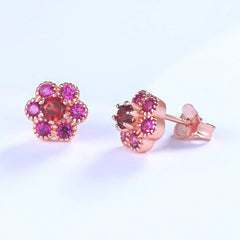 S925 Silver Korean Style Sweet Plum Blossom Earrings