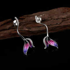 Droplet Flower Zircon Earrings, Floral Ear Studs