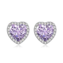 S925 Silver Heart Earrings with Moissanite and Diamonds