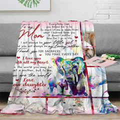 Flannel Letter Print Blanket for Mom and Daughter