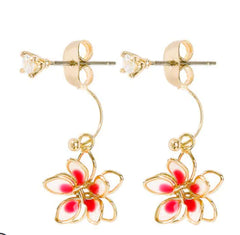 Double-Sided Cherry Blossom U-Shaped Ear Clips