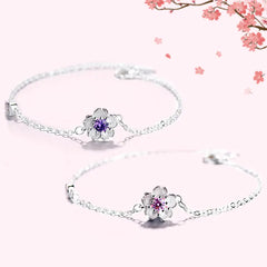 Korean Cherry Blossom Bracelet with Purple Crystals