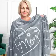 Cozy Flannel "I Love You Mom" Blanket (1pc)