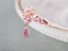 Pink Cherry Blossom Shell Necklace & Ring Set in Rose Gold
