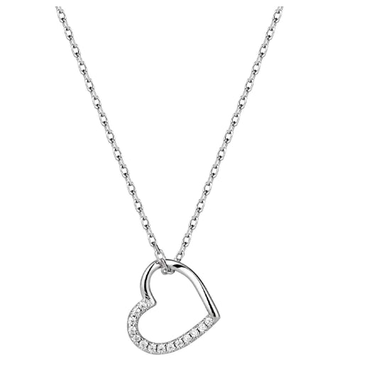 925 Silver Heart Zirconia Necklace for Women (One Piece)