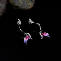 Droplet Flower Zircon Earrings, Floral Ear Studs