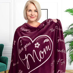 Cozy Flannel "I Love You Mom" Blanket (1pc)