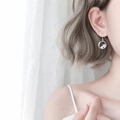 Silver Cherry Blossom Circle Earrings