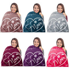 Cozy Flannel "I Love You Mom" Blanket (1pc)