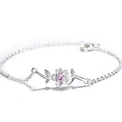 Korean Cherry Blossom Bracelet with Purple Crystals