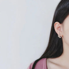 Rose Flower Studs and Zirconia Floral Earrings