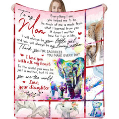 Flannel Letter Print Blanket for Mom and Daughter