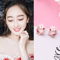 Floral Hoop Butterfly Earrings