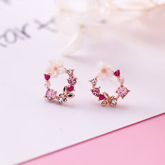 Floral Hoop Butterfly Earrings
