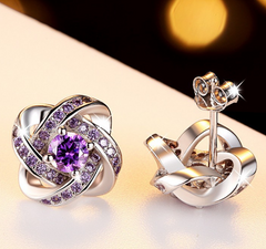 Flower Design Rhinestone Stud Earrings