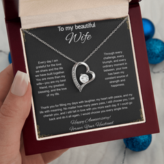 To My Beautiful Wife On Our Anniversary -  Forever Love Necklace