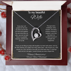 To My Beautiful Wife On Our Anniversary -  Forever Love Necklace