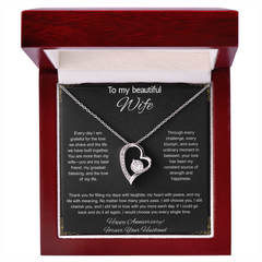 To My Beautiful Wife On Our Anniversary -  Forever Love Necklace