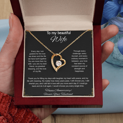 To My Beautiful Wife On Our Anniversary -  Forever Love Necklace