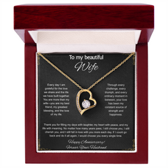 To My Beautiful Wife On Our Anniversary -  Forever Love Necklace
