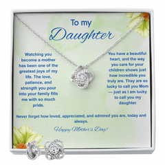 To My Daughter at Mother's Day - Love Knot Necklace & Earring Set