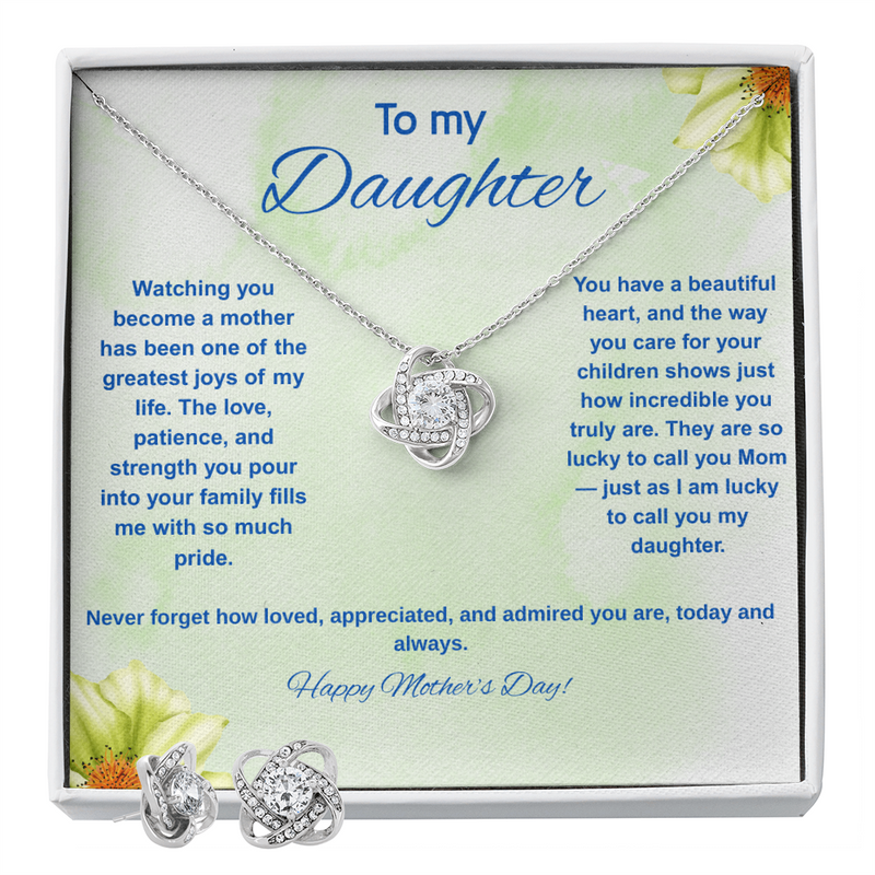 To My Daughter at Mother's Day - Love Knot Necklace & Earring Set