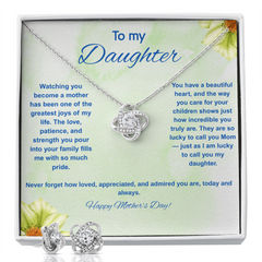 To My Daughter at Mother's Day - Love Knot Necklace & Earring Set