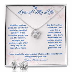 To Love of My Life at Mother's Day - Love Knot Necklace & Earring Set